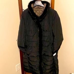 Basler Black Fur trimmed button down jacket